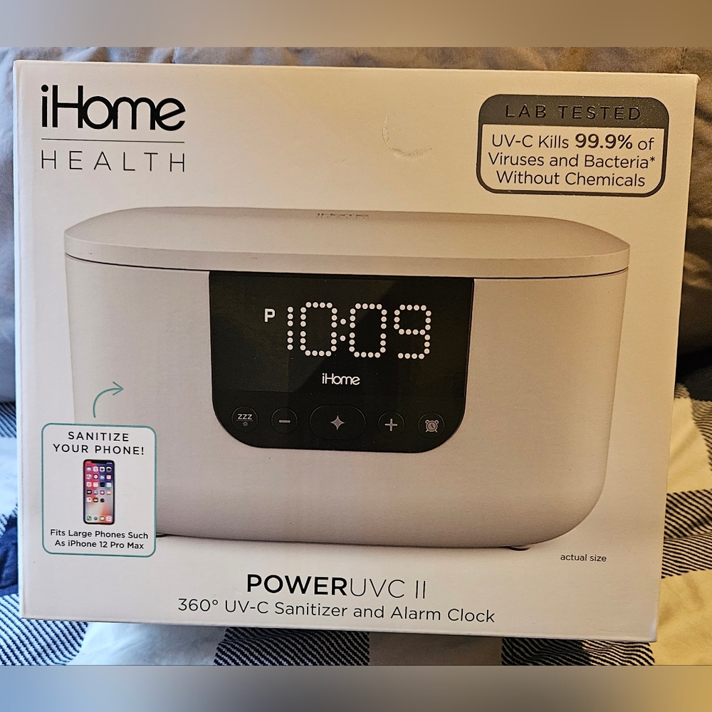 iHome Health Power UVC ll 360 UV-C Sanitizer and Alarm Clock NIB